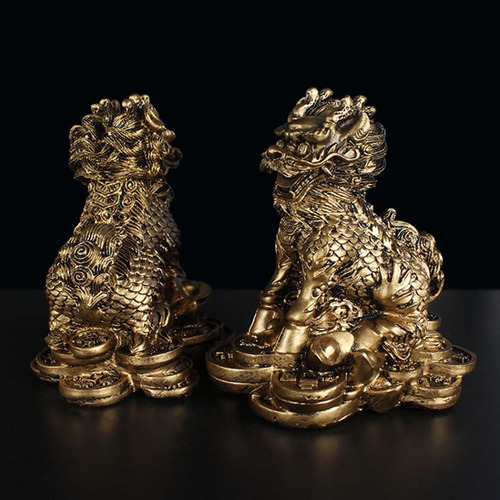 ! Ornamento Chino De La Estatuilla De De Chi-lin Cobre
