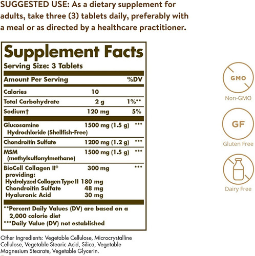 Glucosamina Ácido Hialurónico Condroitina Msm - Solgar
