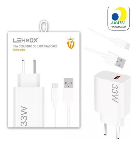 Carregador Para Xiaomi 33w Redmi Note 8 9 10 11 Poco M3 X3 Cor Branco