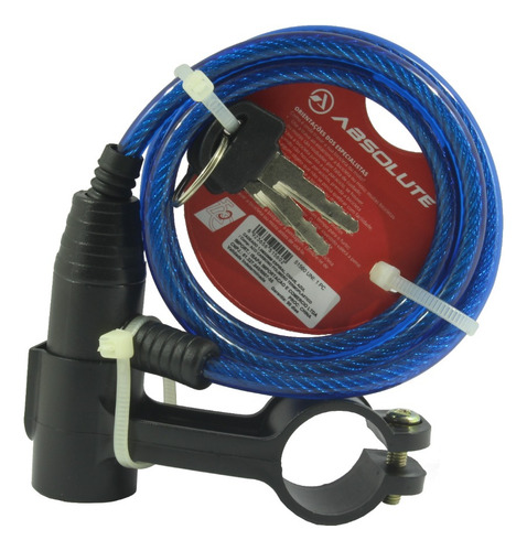 Cadeado Absolute Bicicletas 1m X 6mm Encapado Azul