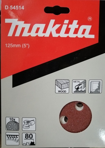 Disco Lija Orbital 125mm 10 Unidades Makita Grano 80 