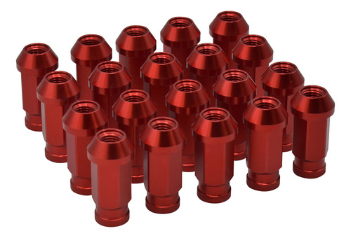 Kit Tuercas Aluminio Lug Nuts Rojas 12x1.5 Larga Hexagonal