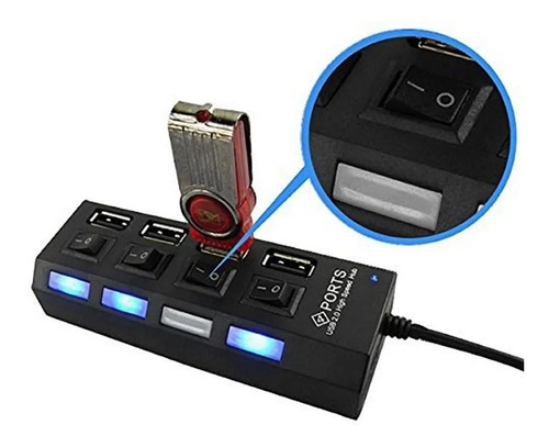 Imagen 4 de 7 de Hub Usb 4 Puertos Extensión Multipuerto Usb Switch On/off