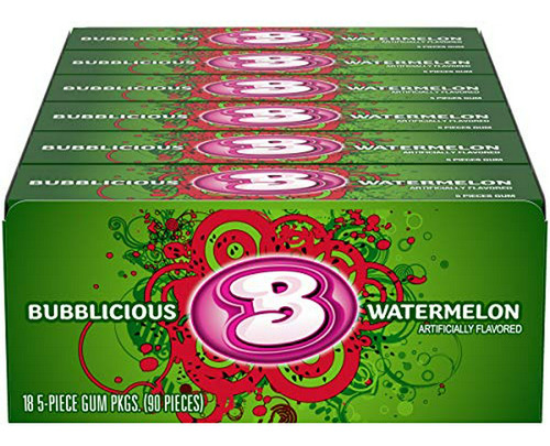 Chicle Sandía Bubblicious, 18 Paquetes 5 Piezas (90 Total)