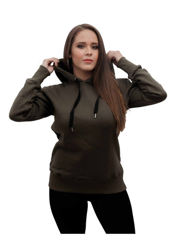 Imagen 6 de 10 de Buzo Kanguro Mujer Hoodies Friza Canguro Capucha Abrigad A02