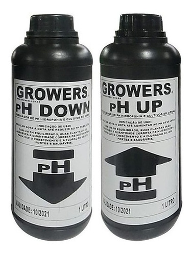 Imagem 1 de 3 de Kit Regulador Ph Up 1 L Down 1 L Cultivo Hidroponia Grow