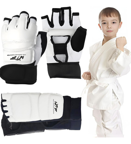 Taekwondo Equipo Táctico 4pcs,guantes Taekwondo Medio Dedo