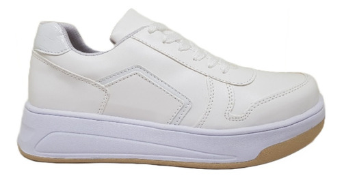 Zapatillas Mujer Blancas Plataforma Cordones Urbanas