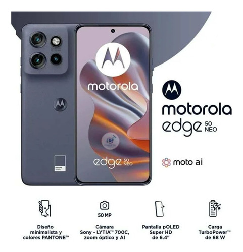 Celular Motorola Moto Edge 50 Neo 5g 256gb 8gb Ram Dual Sim Certificación Militar Ip68 Nfc Con Cargador Y Funda Color Gris
