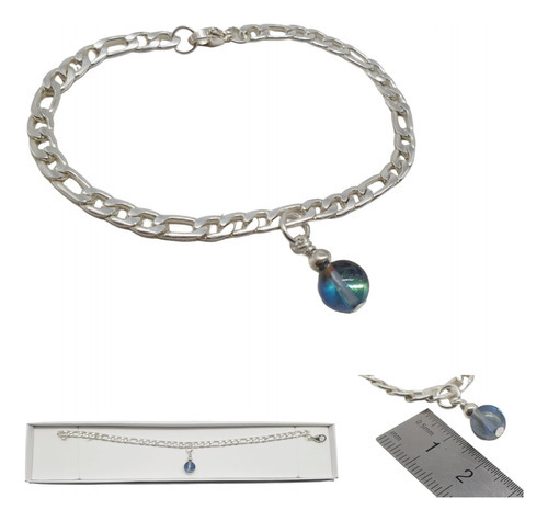 Elegante Pulsera De Acero Blanco Con Cuarzo Aqua Aura 