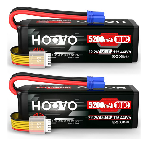 Hoovo 6s Lipo - Bateria De 22.2 V 100c 5200 Mah Con Conector