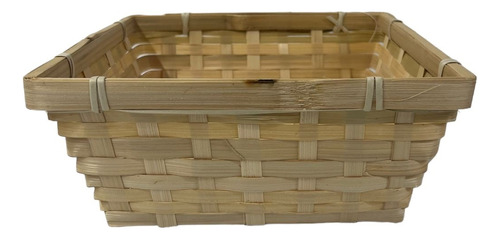 Canasta Panera De Mimbre Bamboo Varilla Cuadrada 22x9 Cm