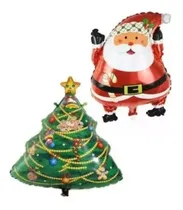 Comprar Globo Papá Noel + Globo Árbol De Navidad Metalizados