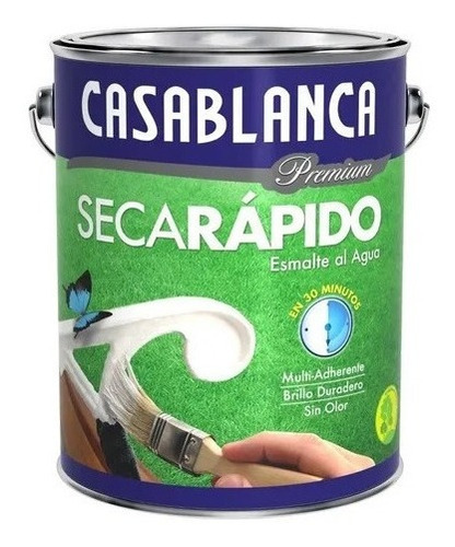 Esmalte Secado Rapido Al Agua Casablanca Blanco Brillante 4l