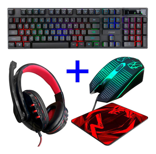 Kit Gamers Teclado Mouse Auricular Pad Rgb Gaming Pc Cuo
