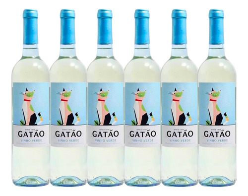 Vinho Verde Portugues Gatão 750ml Branco Kit Com 6