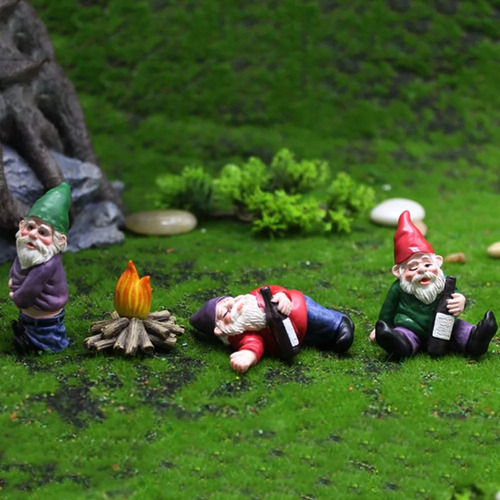 Mini Resina Anão Gnome Estátua Decoração De Jardiml