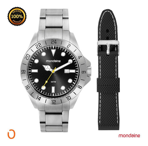 Relógio Mondaine Masculino 99647g0mvne1 Aço Kit 2 Pulseiras