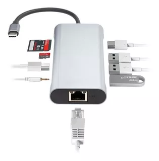 Hub Usb C Multipuerto 9 A 1 Hdmi 4k+ Red+memorias,usb Y Mas!