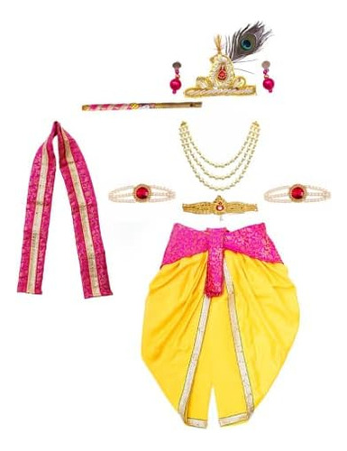 Itsmycostume Krishna Dress Para Baby Boy Kids Satin Dhoti Se