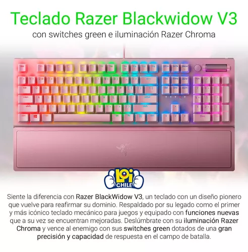 Razer BlackWidow V3 Teclado Gaming USA Green Switch Cuarzo Rosa