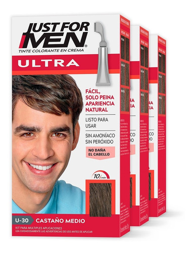  Tinte Just For Men Ultra 3 Pack Tono Castaño medio