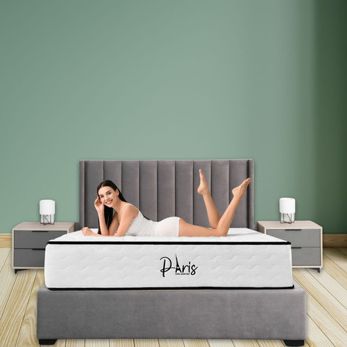 Colchón Individual Hibrido Memory Foam En Caja Color Blanco Blanco