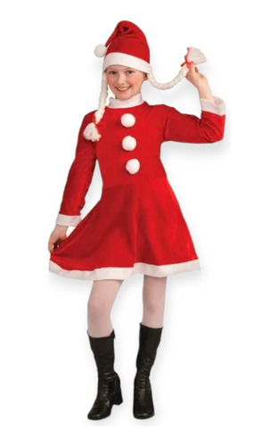Disfraz De Nlña Santa Claus Navidad Divertido