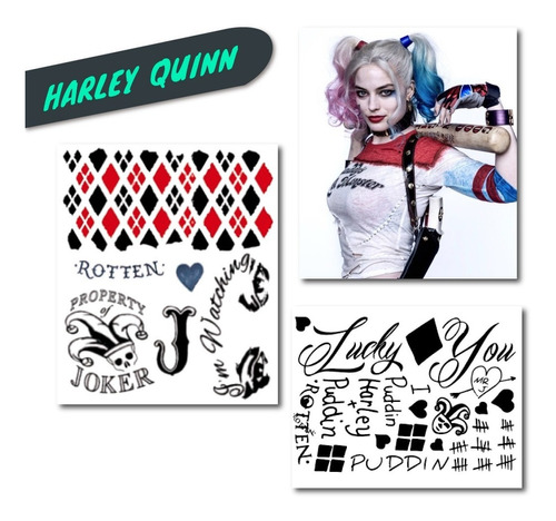 Tatuajes Temporales Tattoo Harley Quinn Halloween Disfraz 