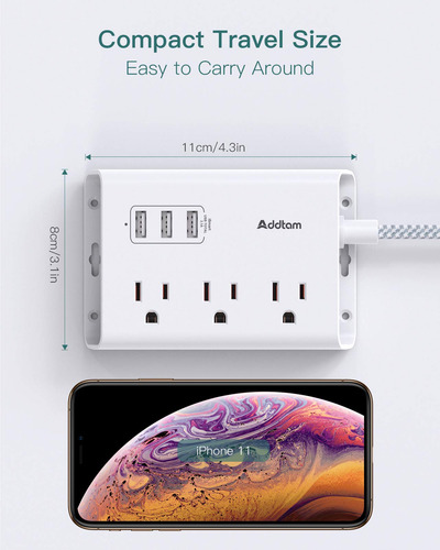 Tira De Alimentación Con Usb, Cable De Extensión De Enchufe