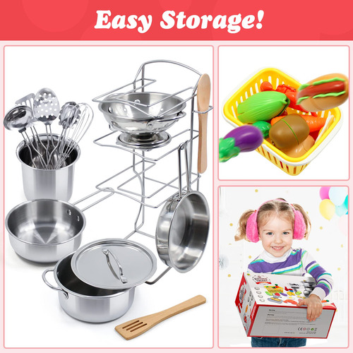Juego De Juguetes De Cocina Pretend Play Peainbox Con 32 Art