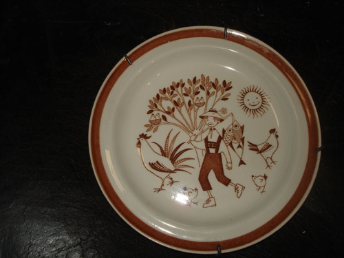 Plato De Porcelana Arabia Made In Finland Niño Pescador Perf