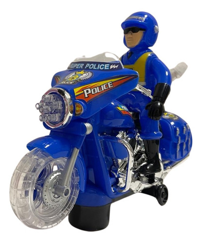 Moto Policia Camina Sola Con Luz Y Sonido Conductor Policia Color Blanco