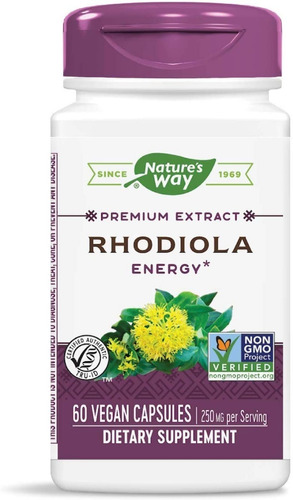 Rhodiola Energy 250 Mg Nature's Way 60 Capsulas Veganas