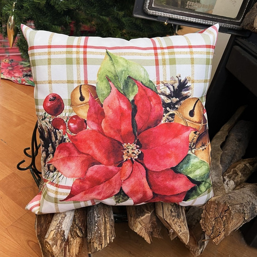 De 3 Cojines Béla Navideños Doblevista 40cm Alto X 40cm Color Nochebuena