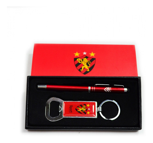 Kit Caneta Touchscreen + Chaveiro Abridor - Sport Recife Cor da tinta Azul Cor do exterior Vermelho