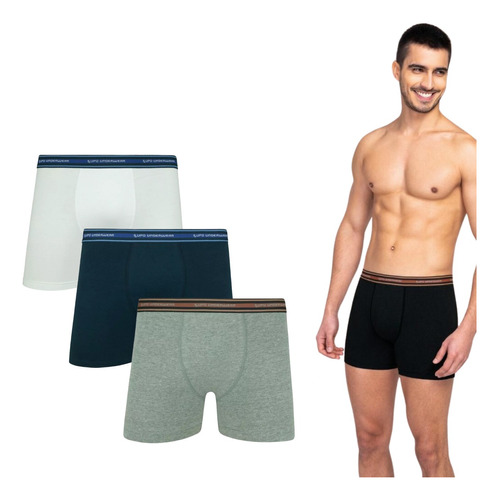 Kit 3 Cueca Lupo Original Boxe Box Cotton Algodão Masculina 