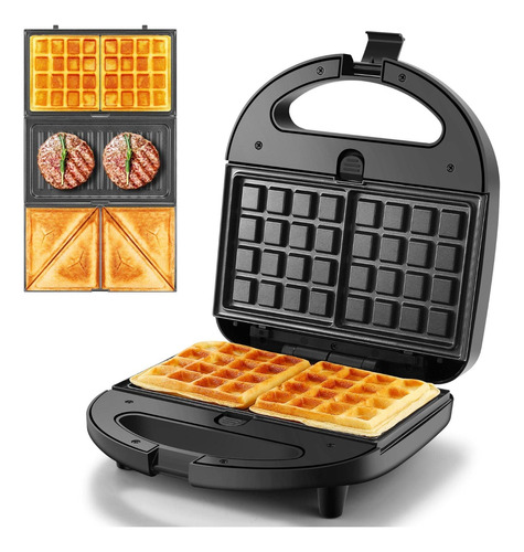 3 En 1 Waflera Electrica Antiadhere Desayunos 2 Wafles