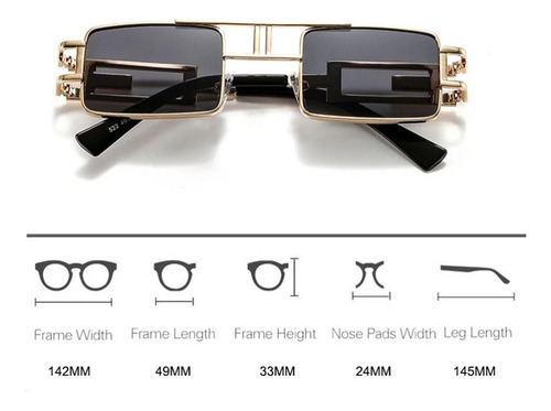 Gafas De Sol Rectangulares Steampunk Uv400 De Moda