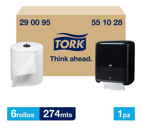 Tork Dispensador + Toalla En Rollo Adv Hs 6 Rollos / 274 Mts