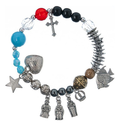 Pulseira A Grande História De Jesus Feminina Religiosa Comprimento 7 cm Diâmetro 6 cm