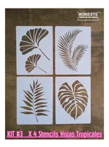 Comprar Kit #3 X 4 Stencil Hojas Tropicales  21x29 Noreste Ideas 