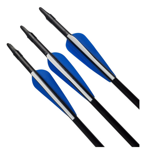 Kit 3 Flechas Fibra De Carbono Com Ponta Azul Para Arco