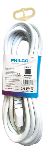 Alargador Extension Electrica 5 Mstros Philco Color Blanco
