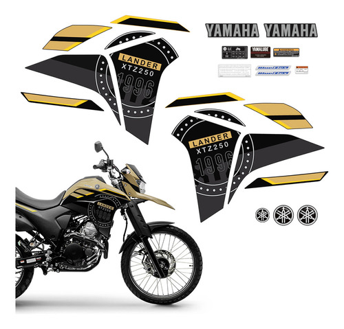 Kit Adesivos Yamaha Lander Xtz 250 2023/2024 Dourado + Logo