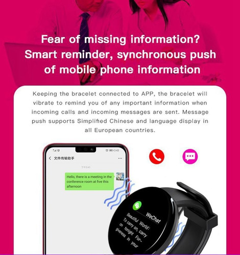 Smartwatch Para Forma Redonda Impermeable Deporte Reloj Inte