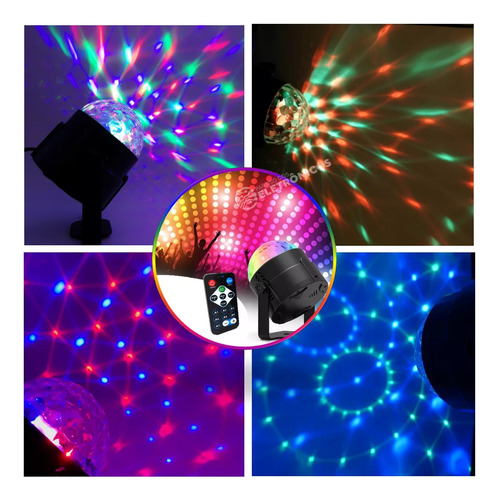 Mini Globo Jogo De Luz Rgb Com Controle Para Festa Dj Usb