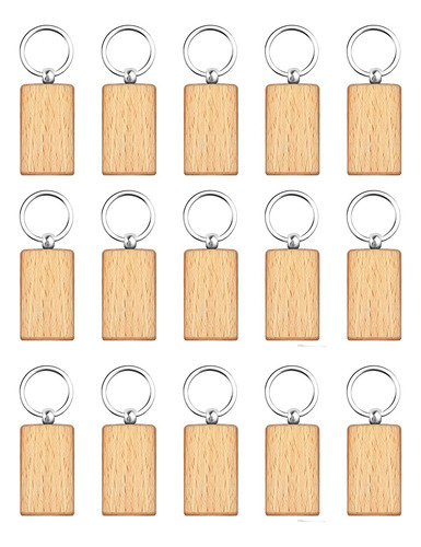 Llavero De Madera Rectangular Personalizado R, 15 Unidades