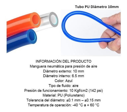 Manguera Neumática Poliuretano Do 10 Mm