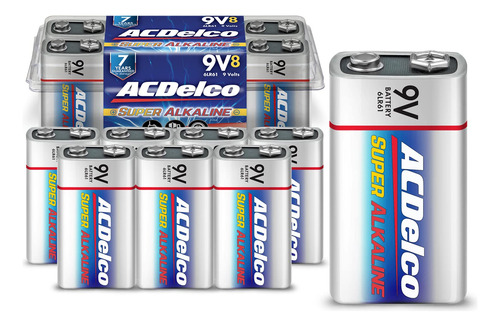 Acdelco - Bateras De 8 Unidades De 9 Voltios, Batera Sper Al